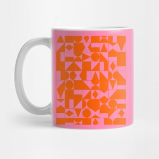 Pink and Orange Geometric Shapes Grid Mug